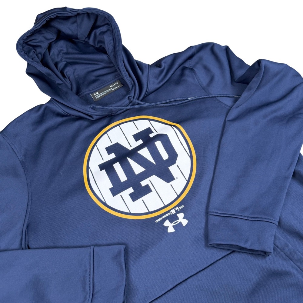 Under Armour Notre Dame Fighting Irish Baseball Hoodie Navy Blue Mens Large ND